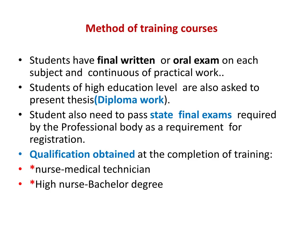 method of training courses