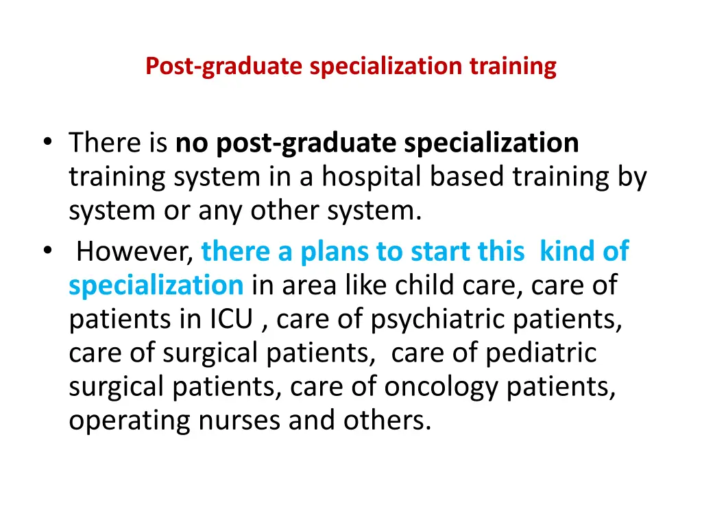 post graduate specialization training