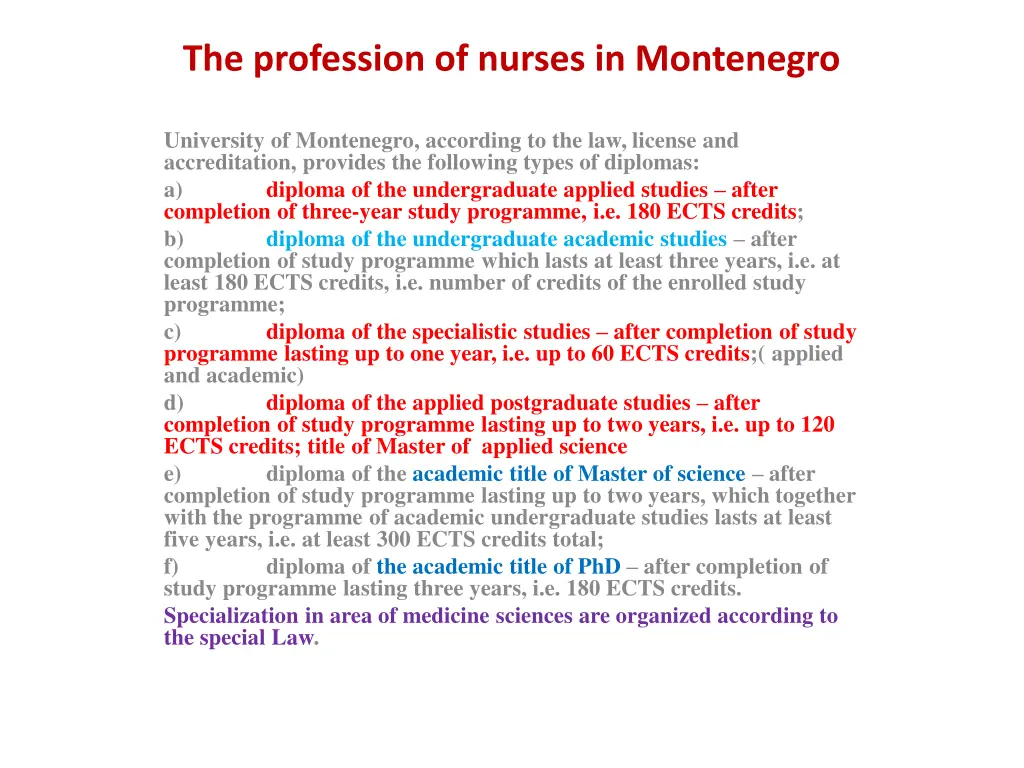 the profession of nurses in montenegro