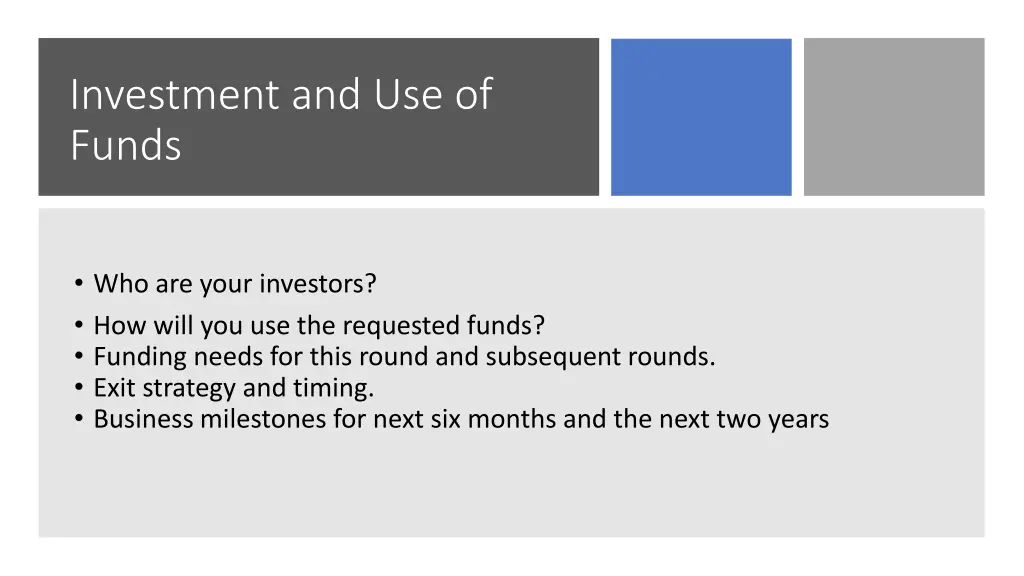 investment and use of funds