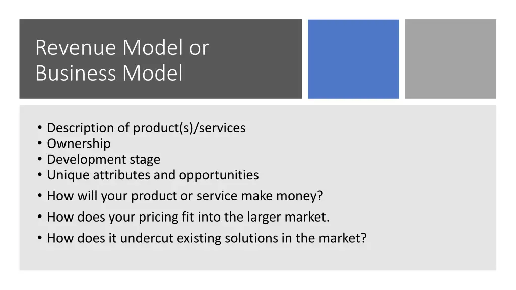 revenue model or business model