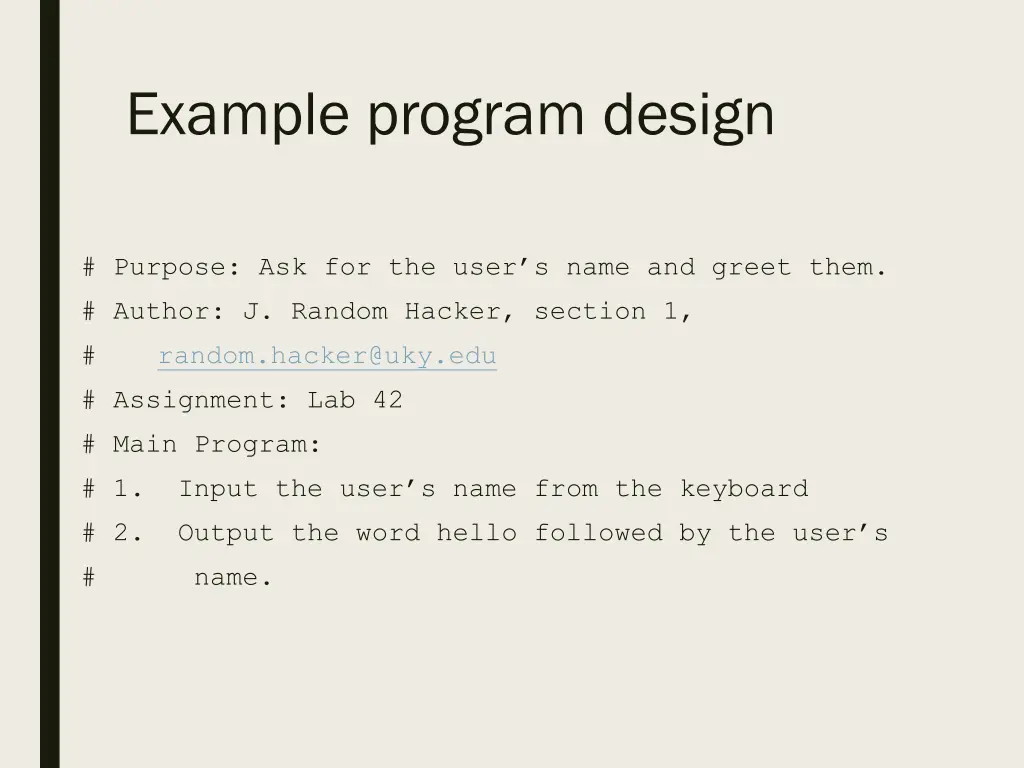 example program design