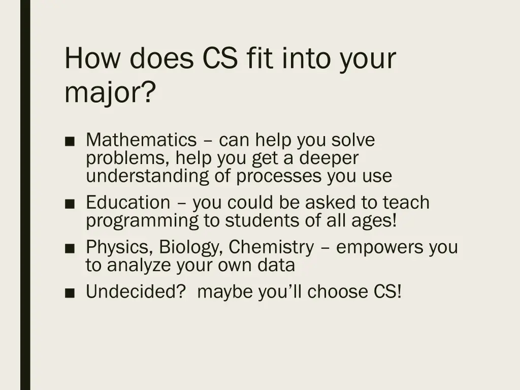 how does cs fit into your major