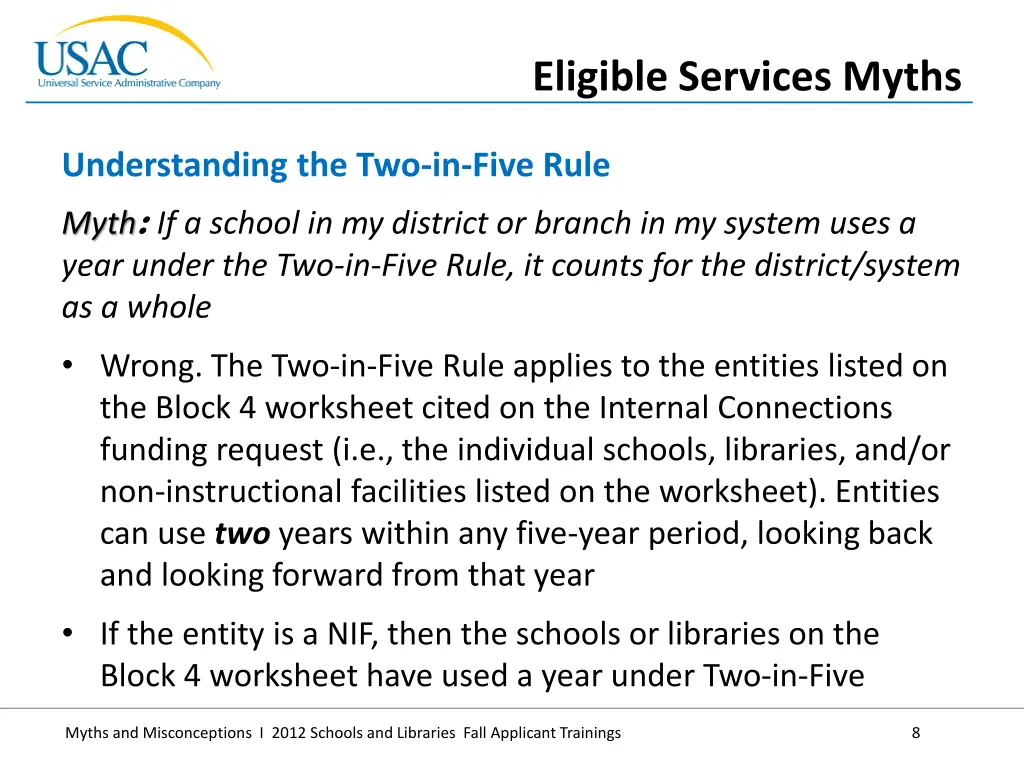 eligible services myths 1