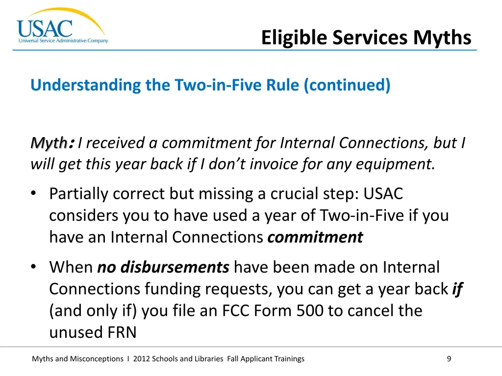 eligible services myths 2