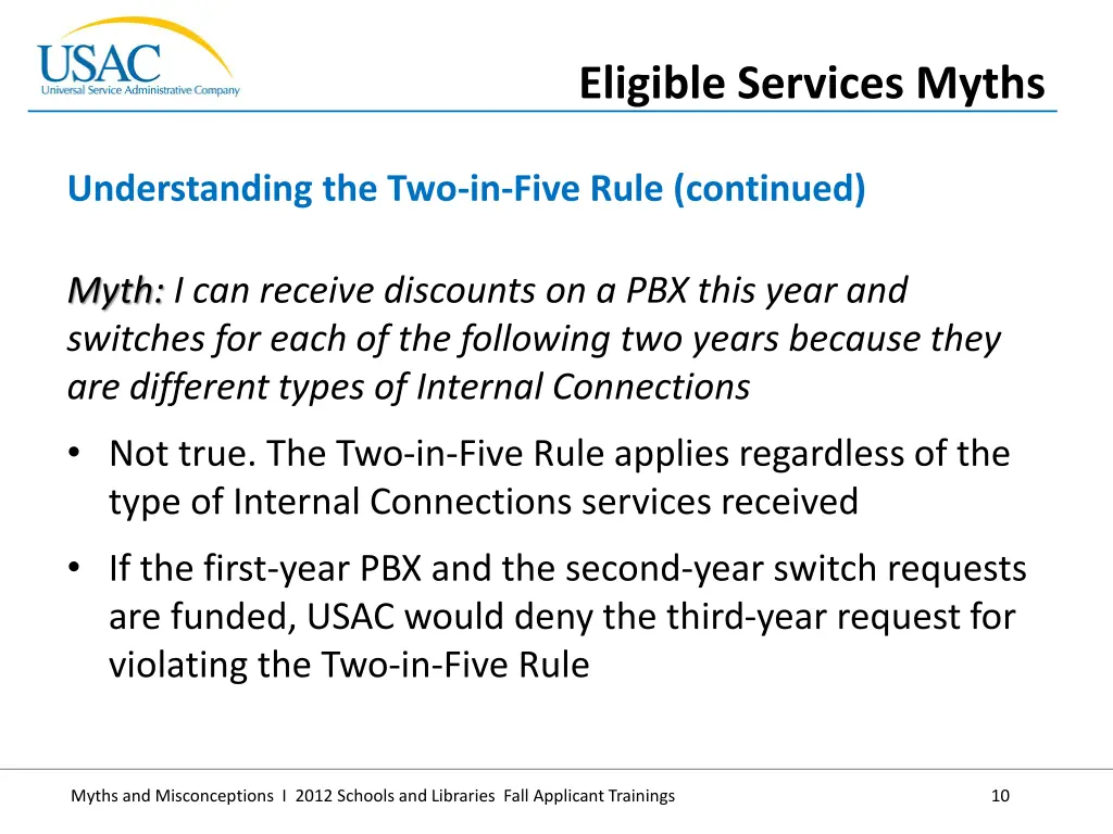 eligible services myths 3