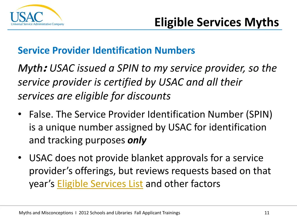 eligible services myths 4