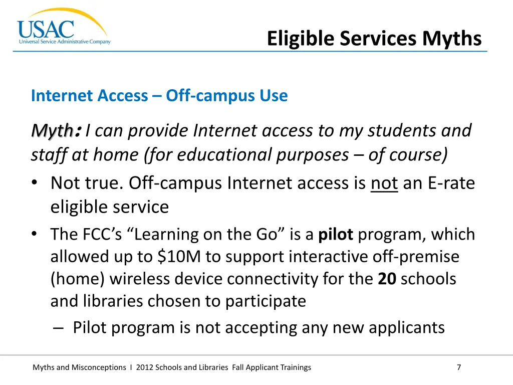 eligible services myths