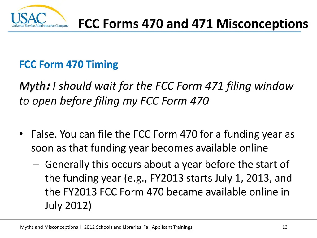 fcc forms 470 and 471 misconceptions