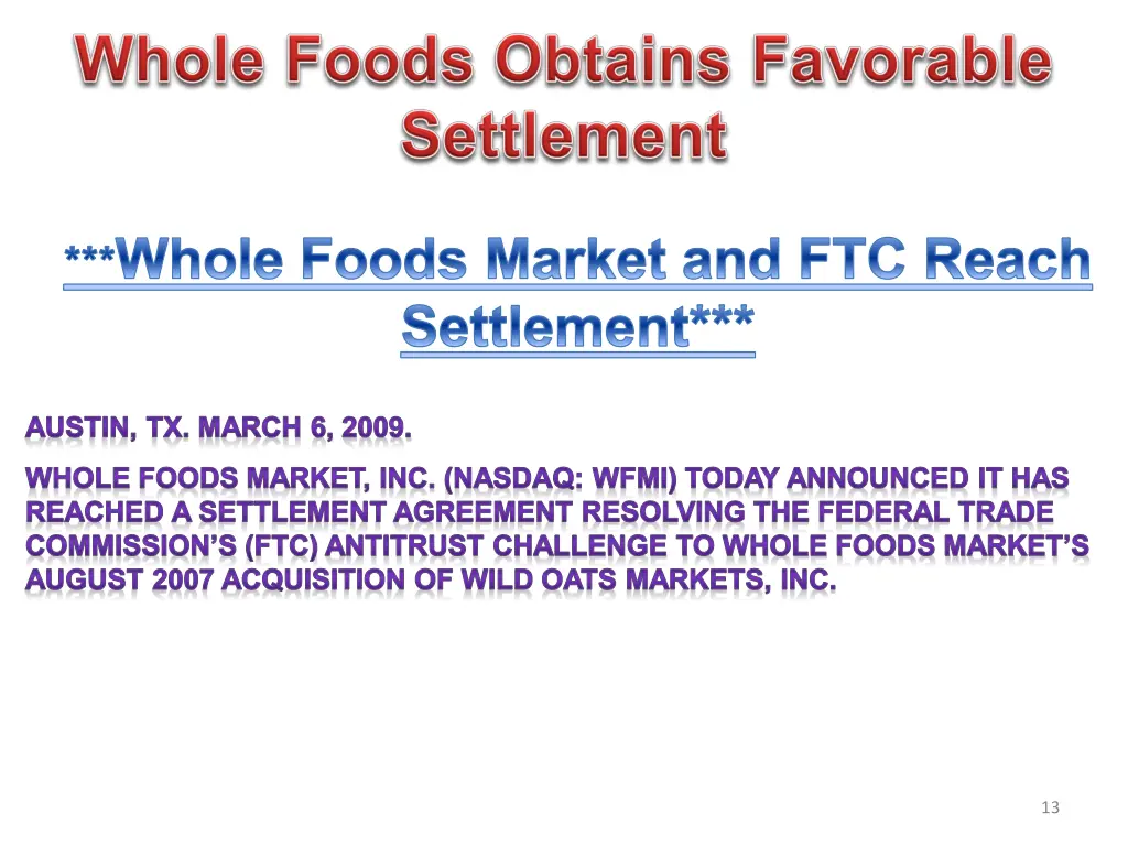 whole foods market and ftc reach settlement