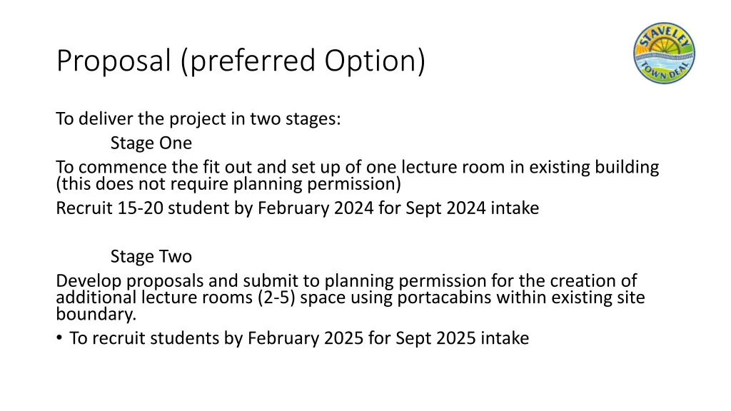 proposal preferred option