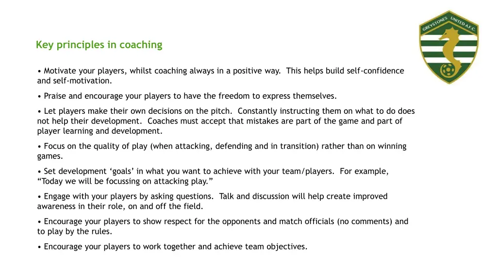key principles in coaching