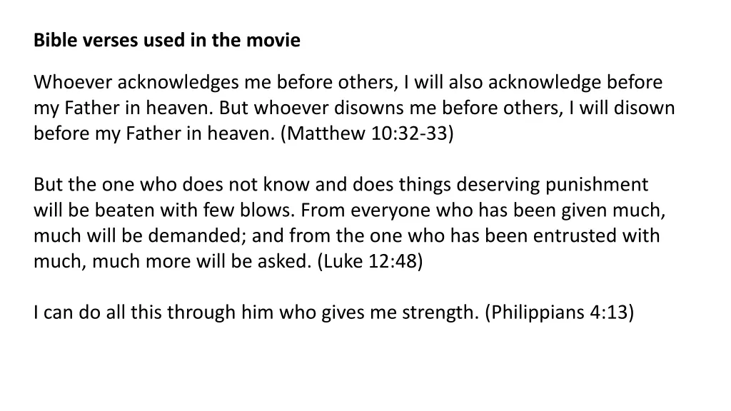 bible verses used in the movie