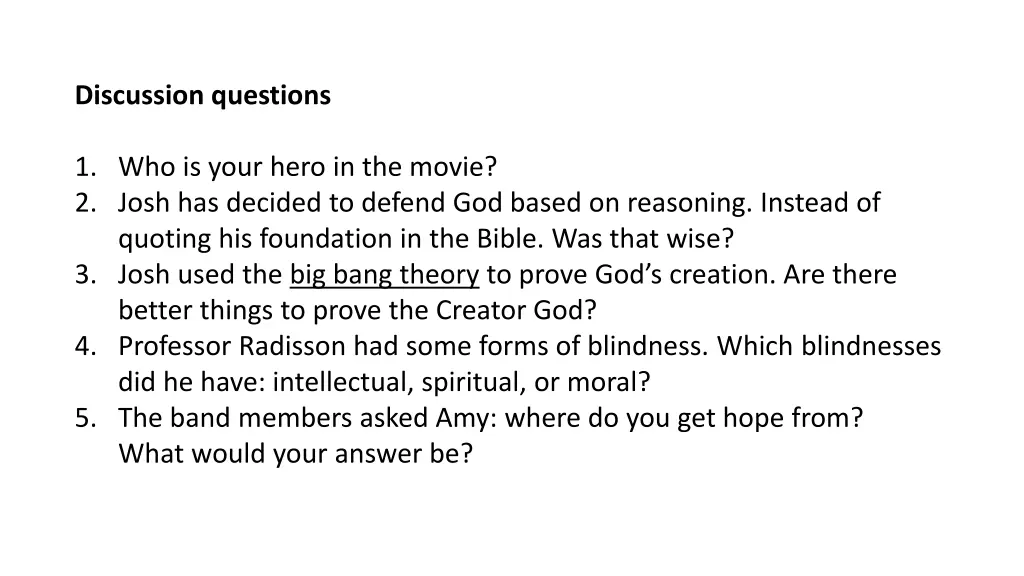 discussion questions