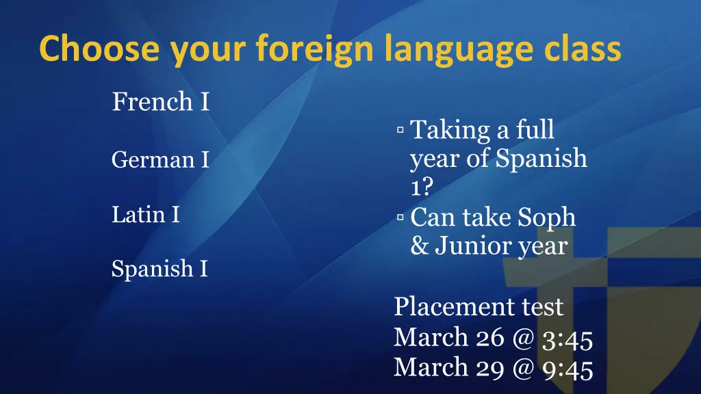 choose your foreign language class