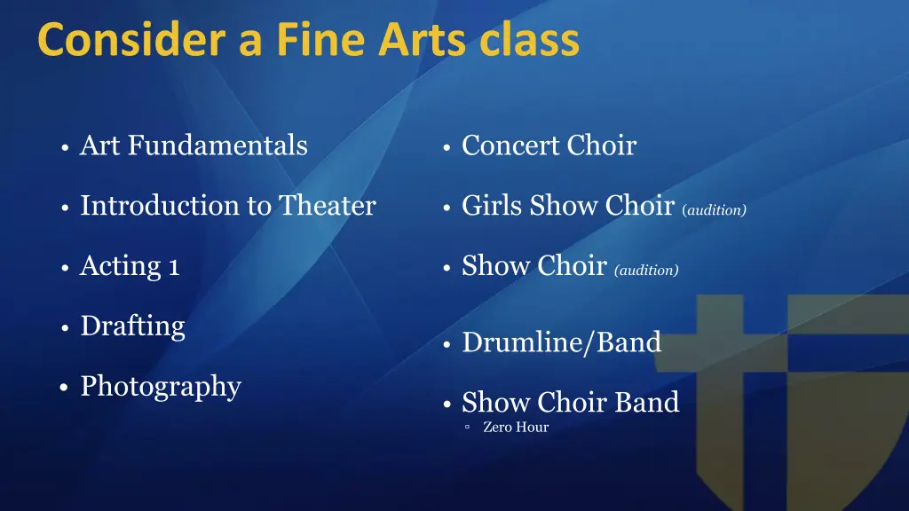 consider a fine arts class