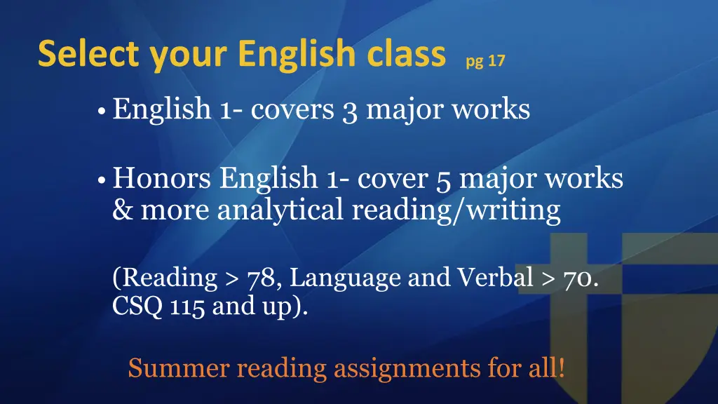 select your english class pg 17