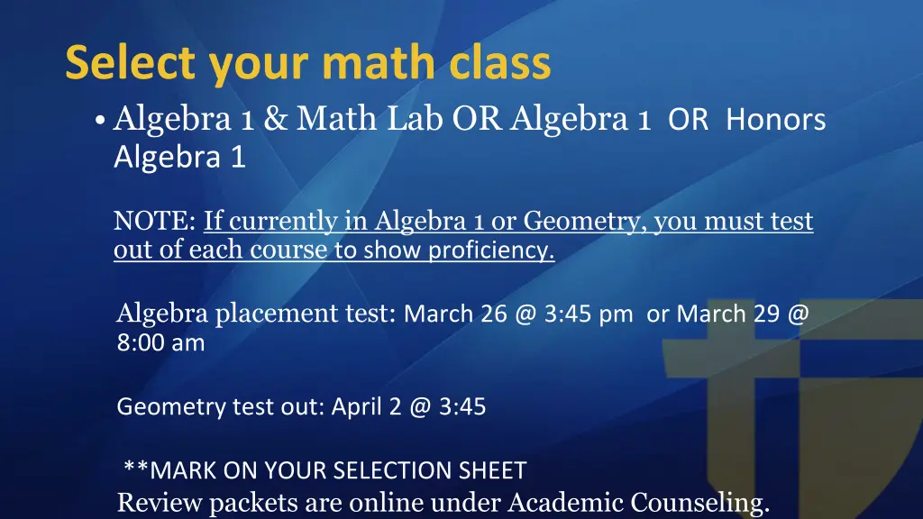 select your math class algebra 1 math