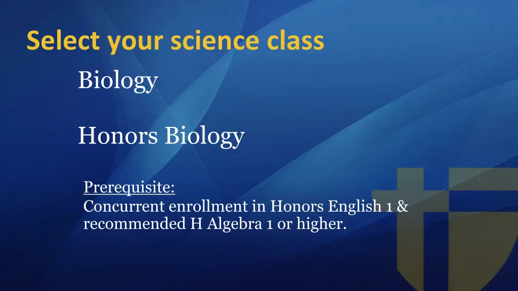 select your science class biology