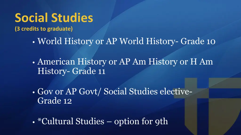 social studies 3 credits to graduate