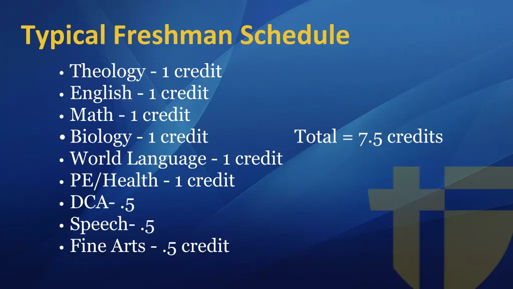 typical freshman schedule