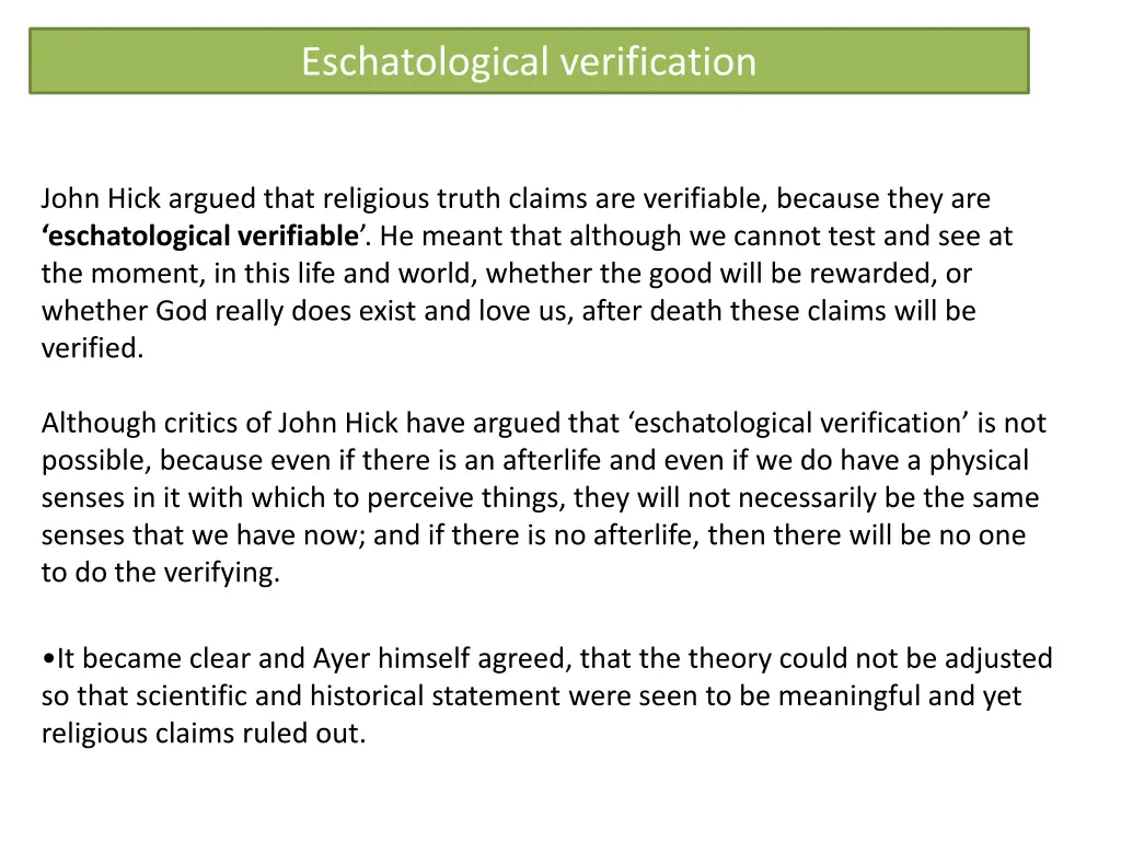 eschatological verification