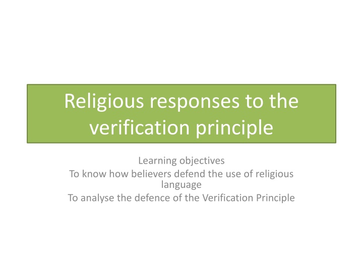 religious responses to the verification principle