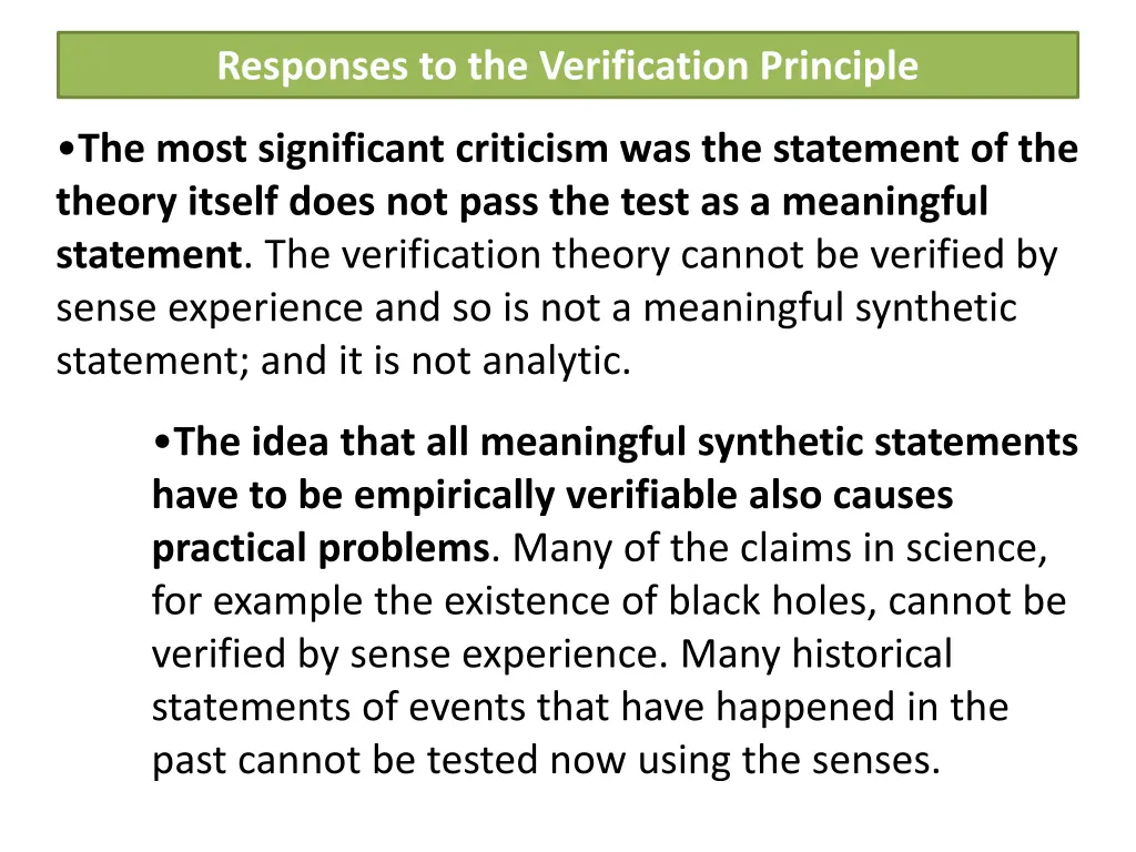 responses to the verification principle