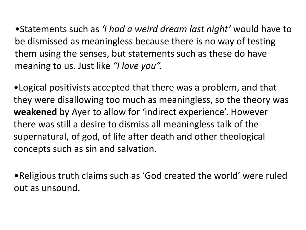 statements such as i had a weird dream last night
