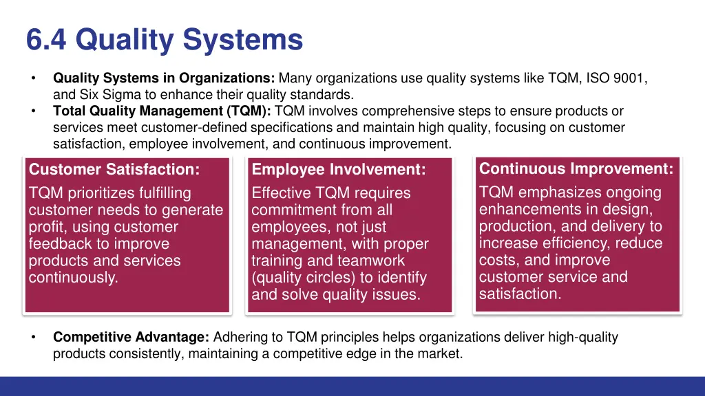 6 4 quality systems