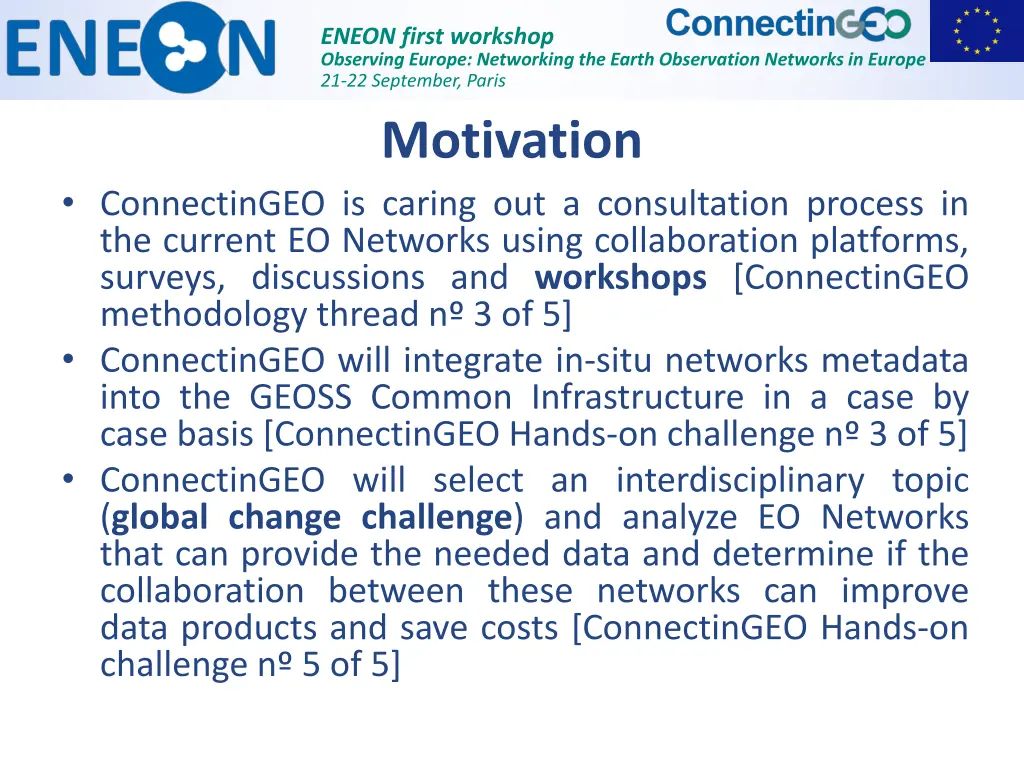eneon first workshop observing europe networking 1
