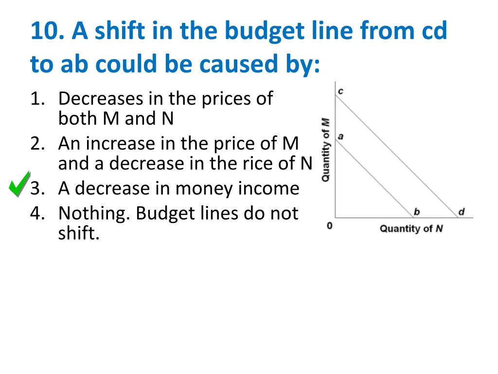 10 a shift in the budget line from cd to ab could 1