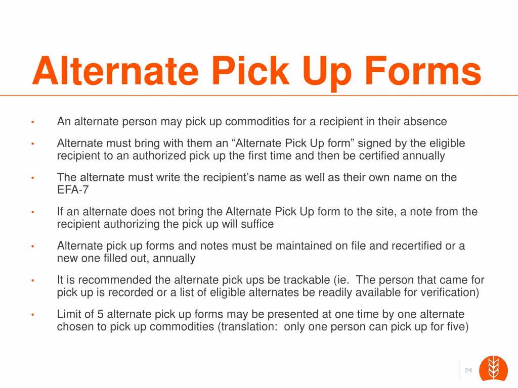 alternate pick up forms