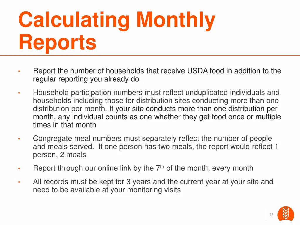 calculating monthly reports