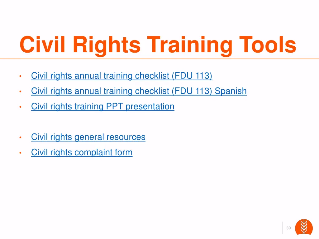 civil rights training tools