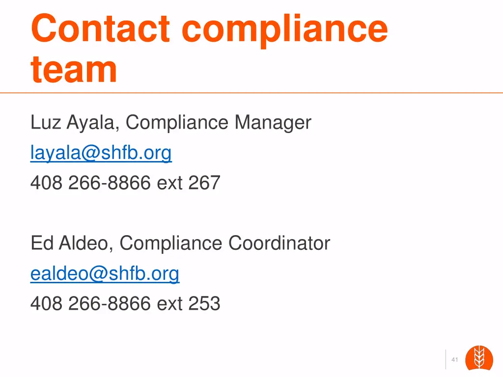 contact compliance team