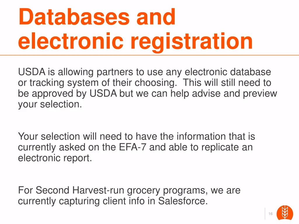 databases and electronic registration