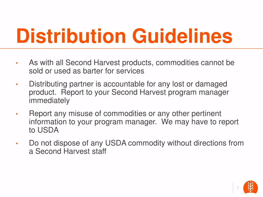 distribution guidelines