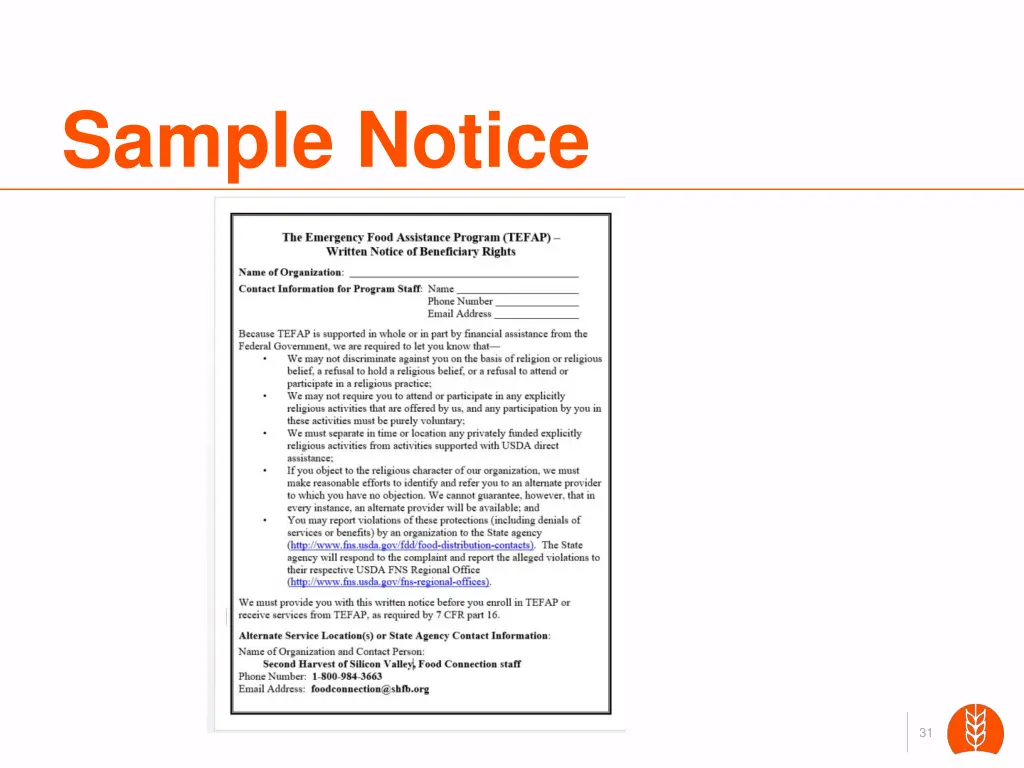 sample notice