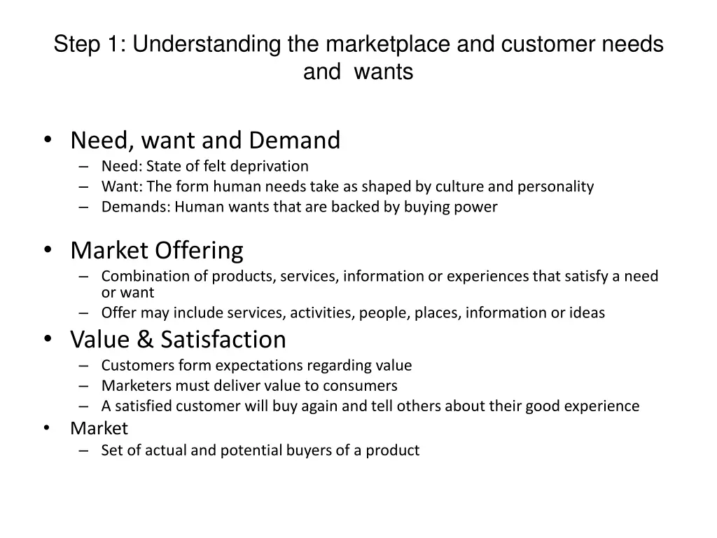 step 1 understanding the marketplace and customer