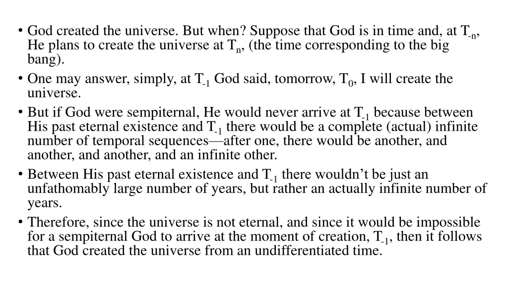 god created the universe but when suppose that