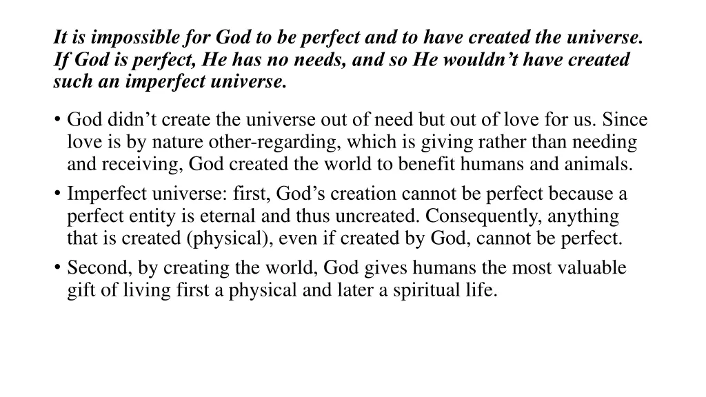 it is impossible for god to be perfect 1
