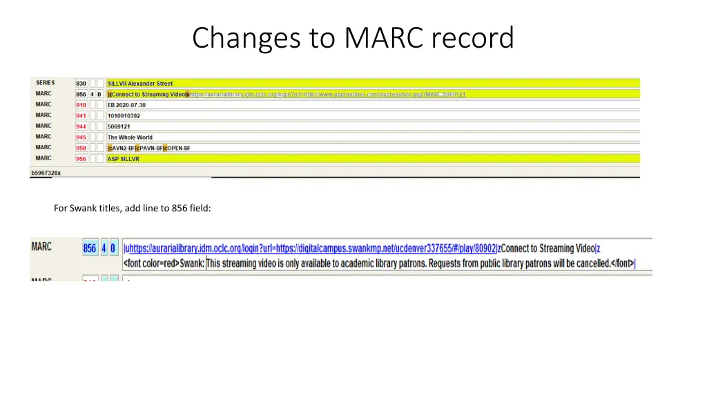 changes to marc record