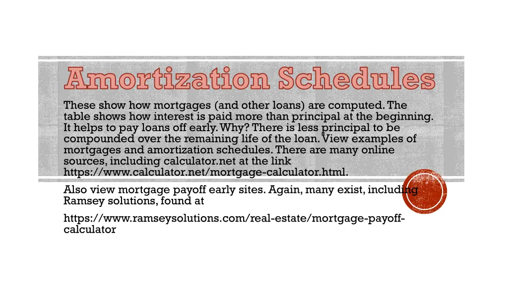 amortization schedules