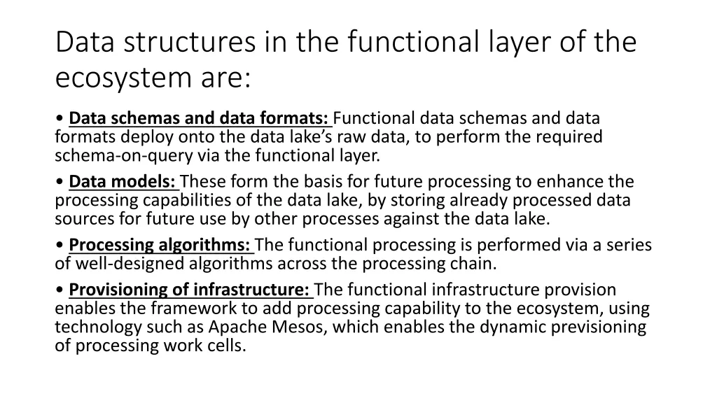 data structures in the functional layer