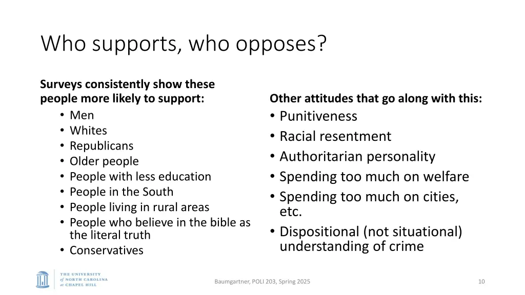 who supports who opposes