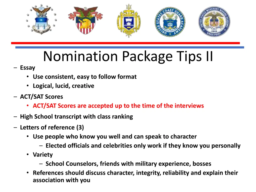 nomination package tips ii