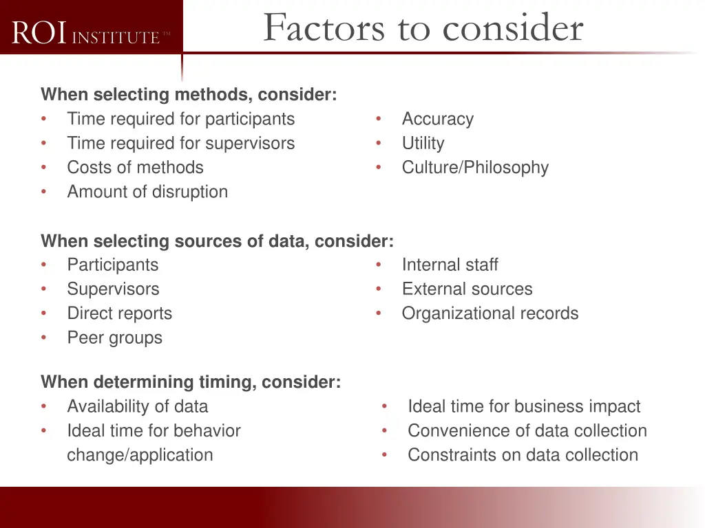 factors to consider