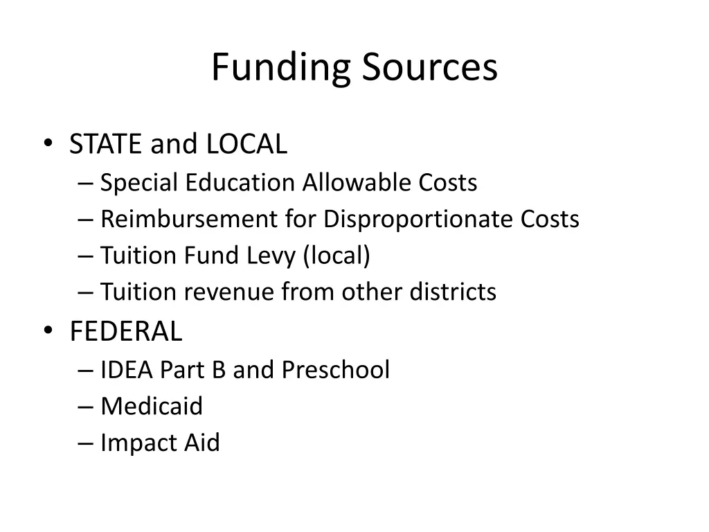 funding sources
