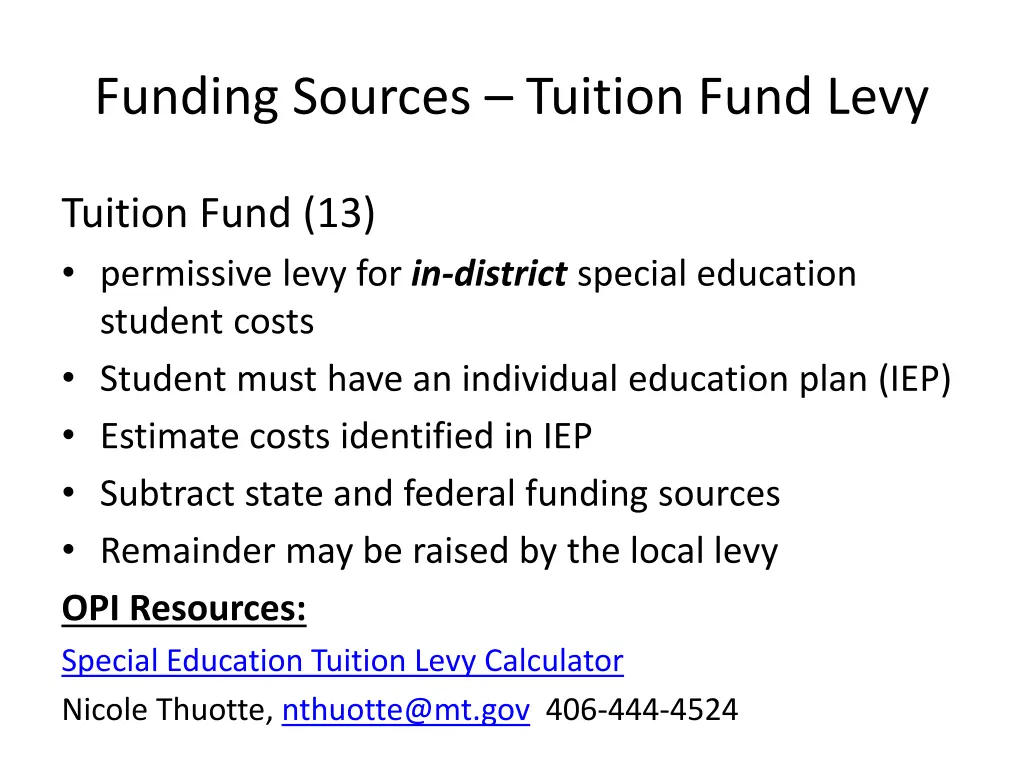 funding sources tuition fund levy
